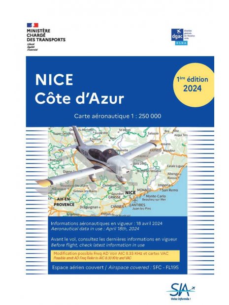 CARTE NICE COTE D AZUR  1/250.000  PAPIER- 1re parution 2024